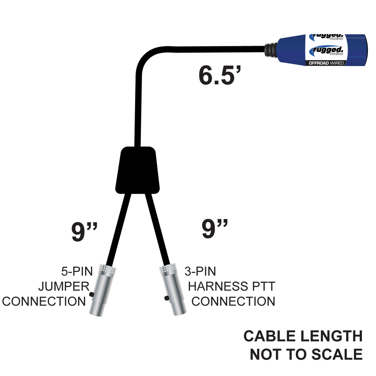 Cable Length for RUGGED Wired SPECIAL LENGTH Single Seat Car Harness Without Radio Jumper