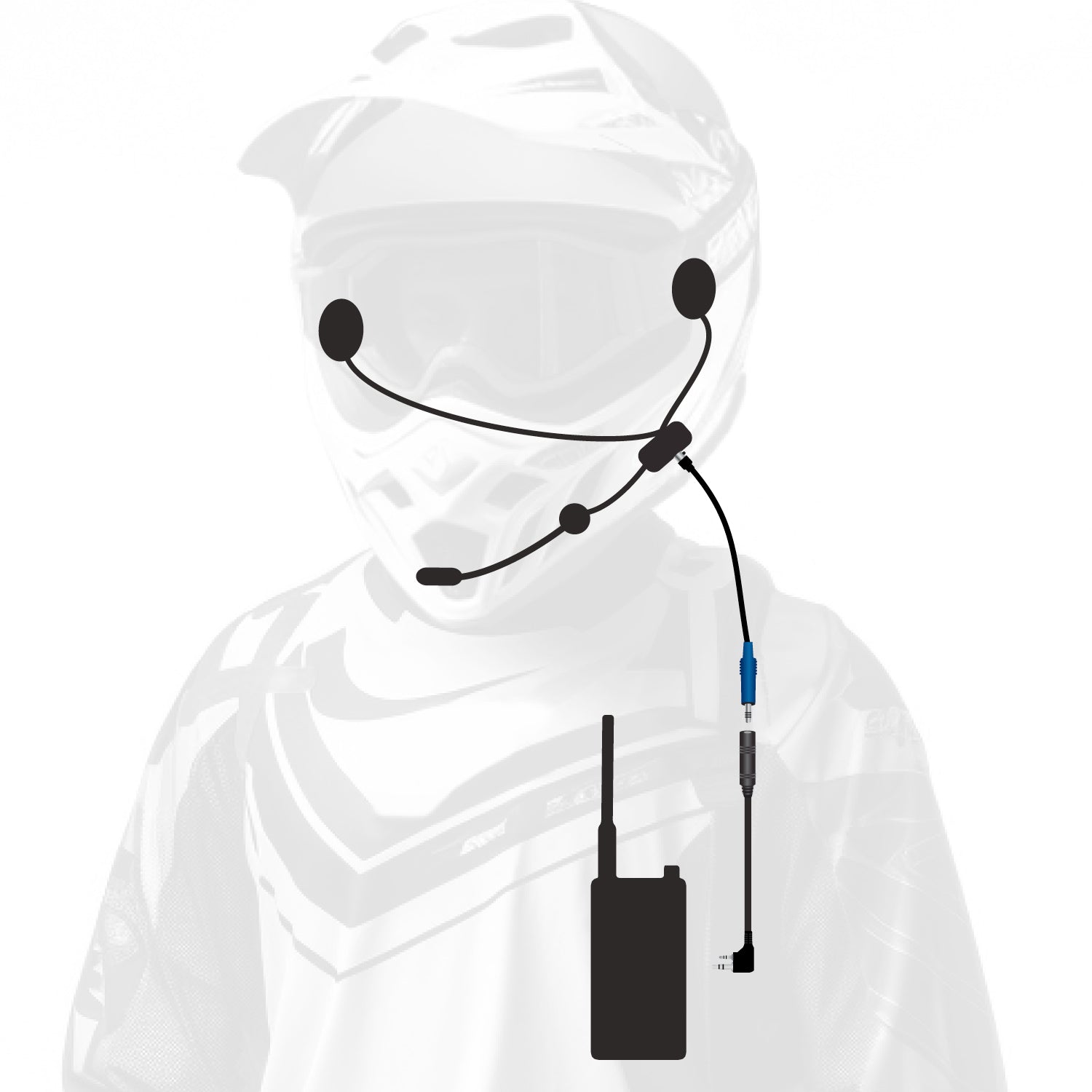 Long range Enduro Moto In-Helmet communications with two-way radio