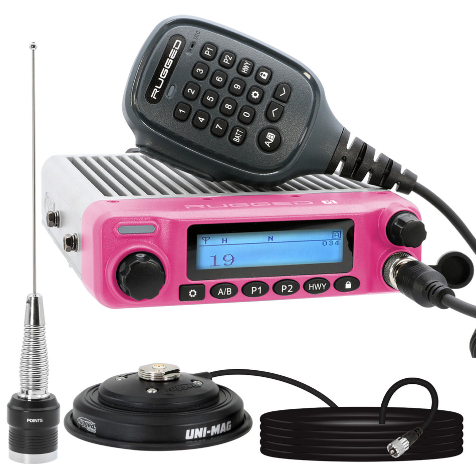 Radio Kit - Pink Rugged G1 ADVENTURE SERIES Waterproof GMRS Mobile Radio with Antenna