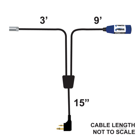 RUGGED XL Single Seat Car Harness Cable Dimensions