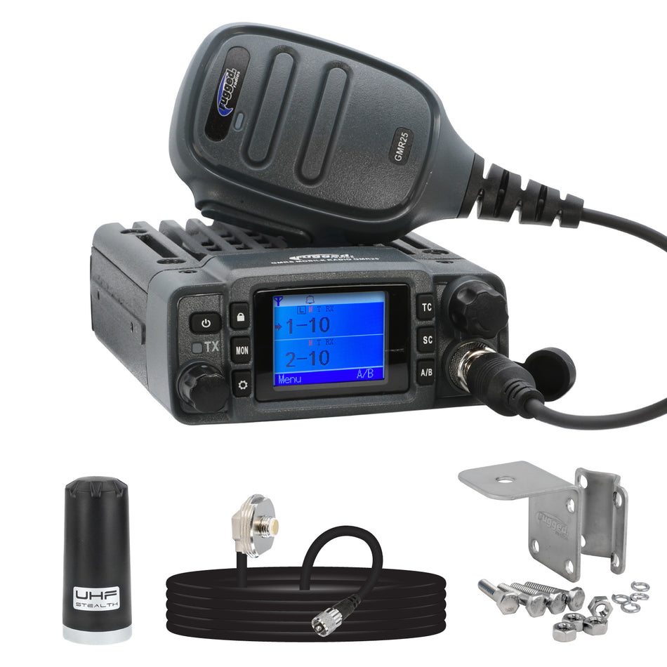 Radio Kit Lite - GMR25 Waterproof GMRS Mobile Radio with Stealth Antenna
