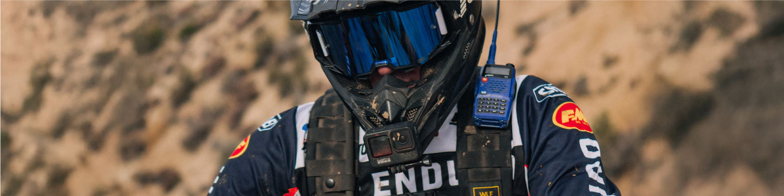 Audio recording cables for Rugged comms gear—including handheld, mobile radio, intercom (3.5 mm aux), music input cables, and the Rugged Audio Control Hub—for capturing radio traffic and GPS navigation into GoPro or audio recorders.