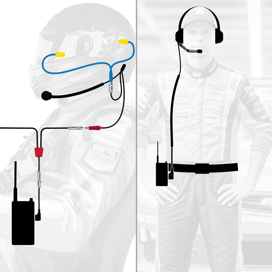 NASCAR and IMSA Racing Communication System with Radios for Driver and Crew Chief