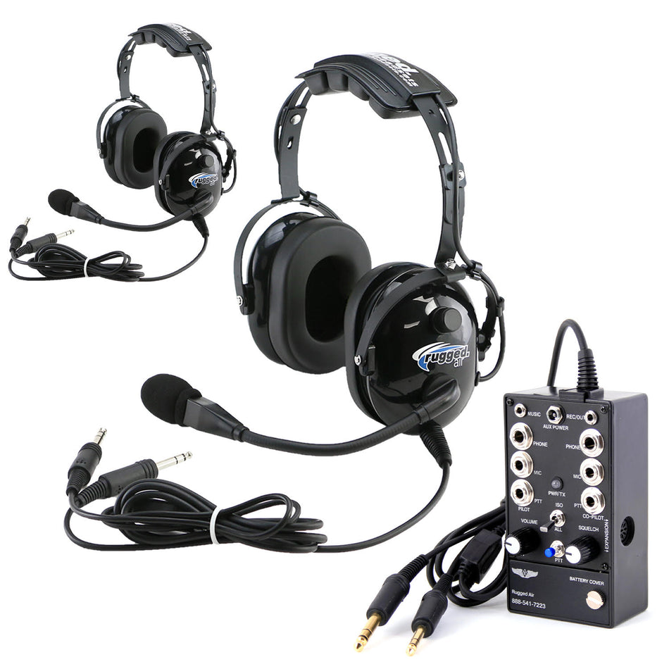 RRP2EX General Aviation Intercom System with RA200 Headsets - 2 Person - CLEARANCE