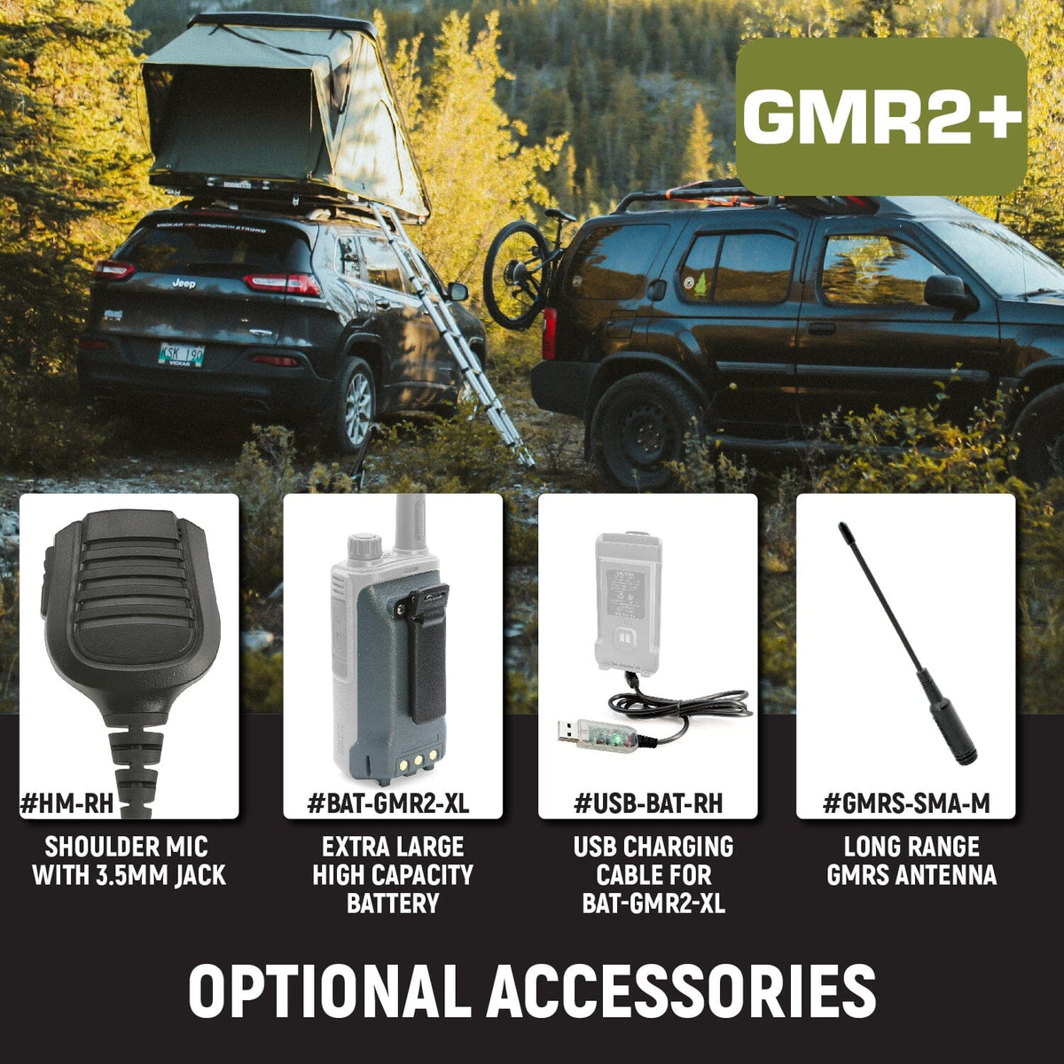 Rugged GMR2 PLUS GMRS and FRS Two Way Handheld Radio - Grey