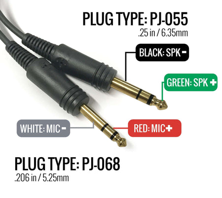 Replacement Main Cable for RA200, RA900 General Aviation Pilot Headsets