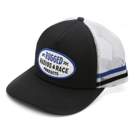 Rugged Radios Striped Snapback Hat - Black and White